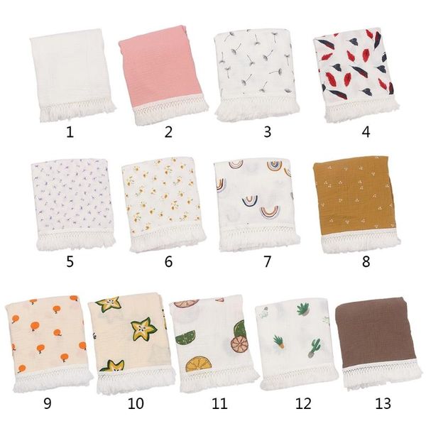 

blankets & swaddling 54da baby tassel swaddle wrap pure cotton muslin receiving blanket born infant pography props shower gifts