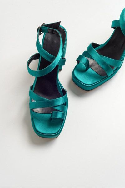 

sandals 227 gree satin women 's high-heeled, Black