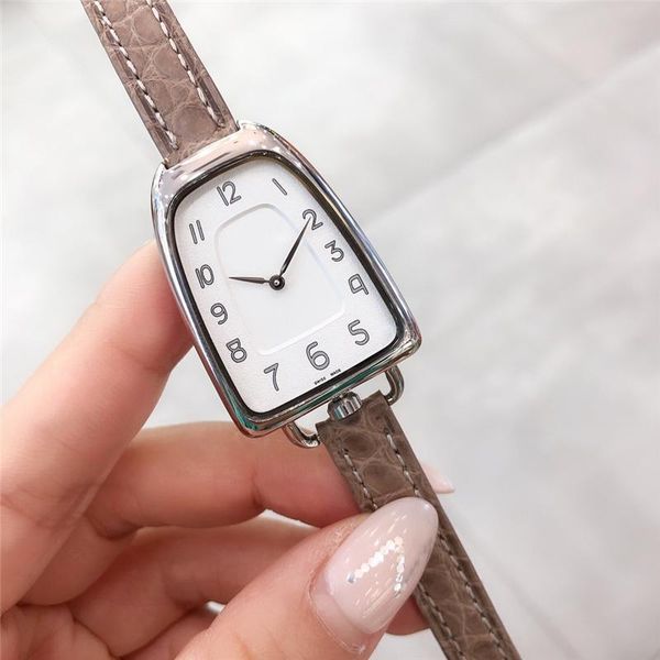 

wristwatches brand h 316l stainess steel arc line no sharp edges snake head watches original leather crocodile vintage wrist watch, Slivery;brown