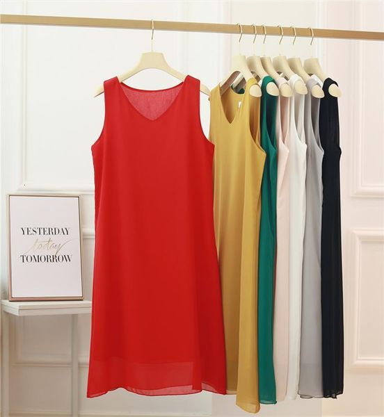 

beach summer fashion brand womens dresses mid length v neck solid color chiffon loose plus size casual clothing, Black;gray