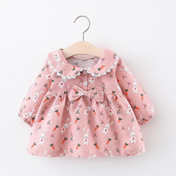 

girl's dresses baby girl dress spring autumn cartoon print princess vestidos for 0-3 years girls toddler long sleeve cute bowknot cloth, Red;yellow
