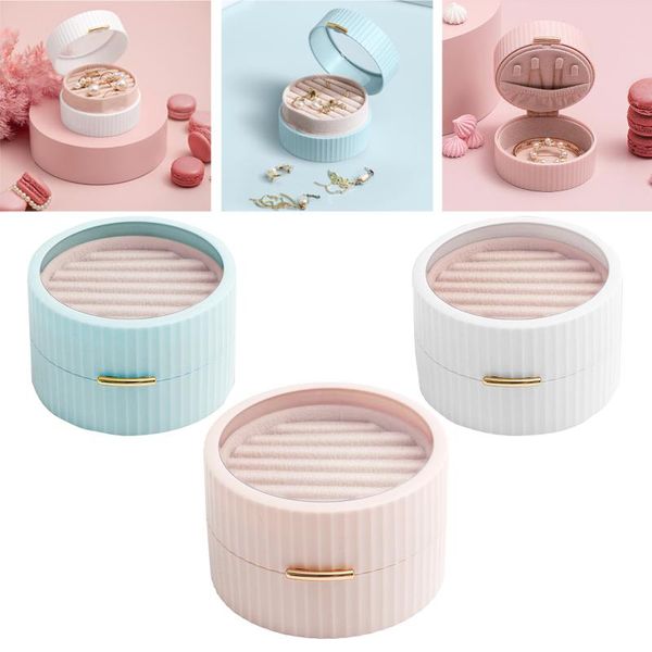 

jewelry pouches, bags organizer display travel case boxes portable box storage, Pink;blue