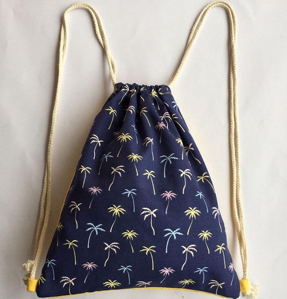 

backpack men and women backpacks casual coconut printing canvas drawstring bag fashion travel school for teenager girls boys