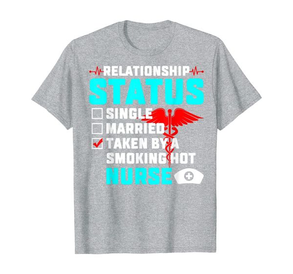 

relationship status taken by a smoking nurse t-shirt, White;black