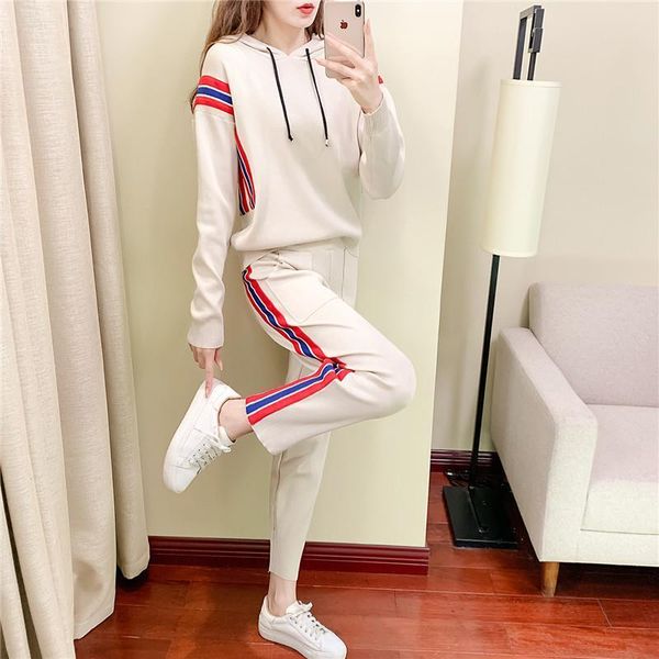 

women's two piece pants spring and autumn 2021 leisure suit, White
