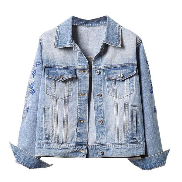 

women's jackets 2021 plus size xl-5xl denim jacket women spring autumn short jean coat embroidery windbreaker female loose casual outer, Black;brown