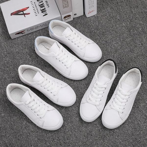 

2020 autumn woman shoes fashion new woman pu leather shoes ladies breathable cute heart flats casual shoes white sneakers 358