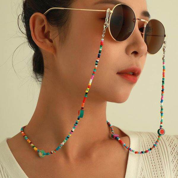 

sunglasses frames fashion reading glasses chain retro beads eyeglass spectacle cord neck strap string mask eye wear, Silver