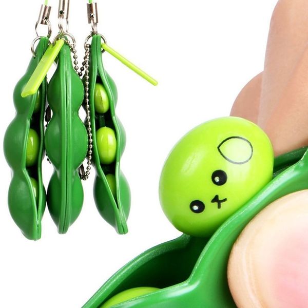 

cartoon pea clip keychain mobile phone pendant extrusion vent toy pea gift meaning lentil keychain bag accessories h25xs0g