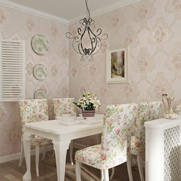 

warm american pastoral 3d wall murals wallpaper ,non-woven wallpaper embossed pearl for living room bedroom flower wall paper