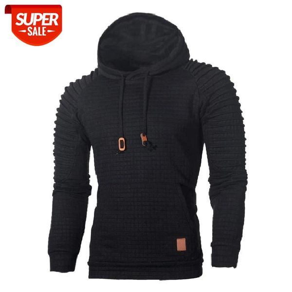 

2020 men hooded hoodie sweatshirt men solid color plaid striped autumn warm long sleeve slim fit male casual coat mens clothing #og36, Black