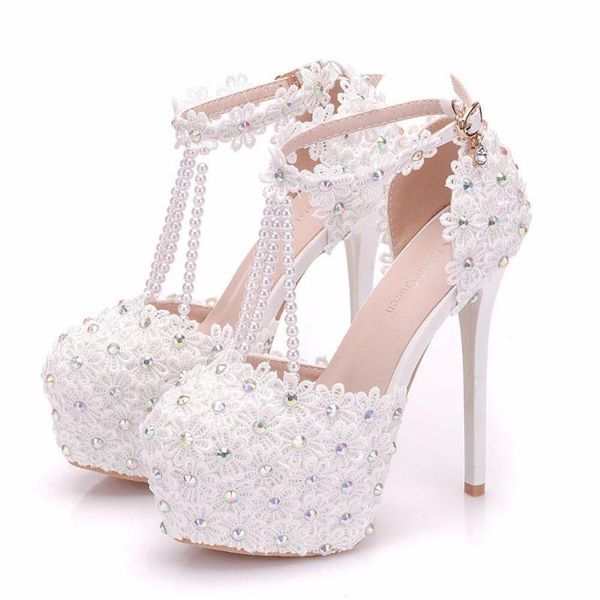 

spring 2021 white lace beaded stilettos women's banquet dress plus size sandals bride and bridesmaid round toe wedding shoes, Black