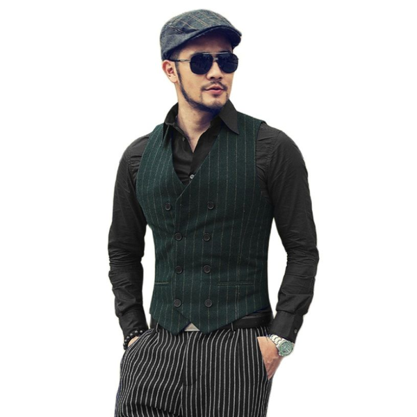 

men's vests striped tweed suit vest warm wool sleeveless retro steampunk waistcoat, Black;white