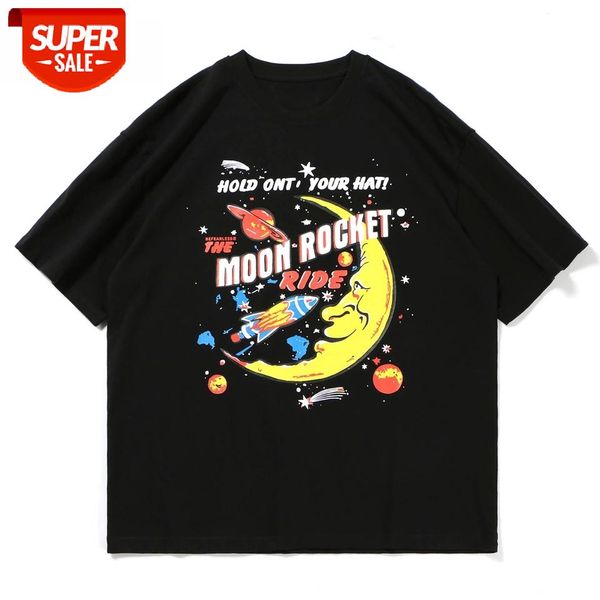 

2021 moon pocket print tshirt summer harajuku loose t shirt fashion casual cotton male tees fashion streetwear #jl23, White;black