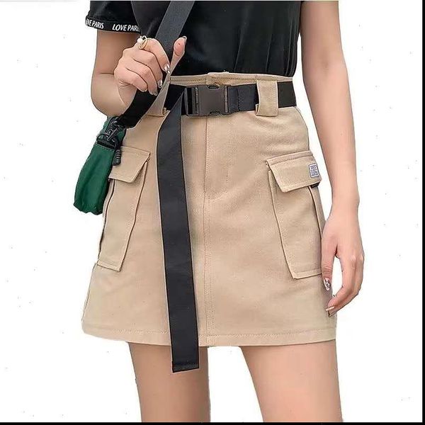 

womens belted cargo skirt utility high waist mini with belt pockets khaki armygreen black spring summer ladies outfits