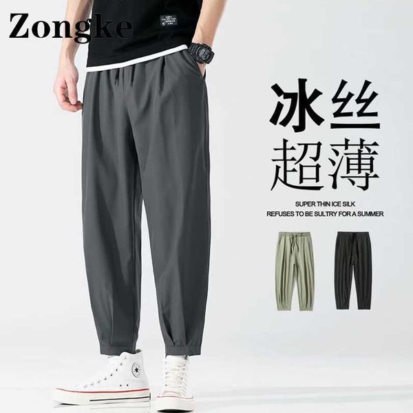 Zongke Ayak Bileği Uzunlukta Baggy Pantolon Erkekler Giyim Joggers Erkek Pantolon Modası Erkekler Kore Tarzı Gri Sweatpants M-5XL 2021 Yaz Y0811