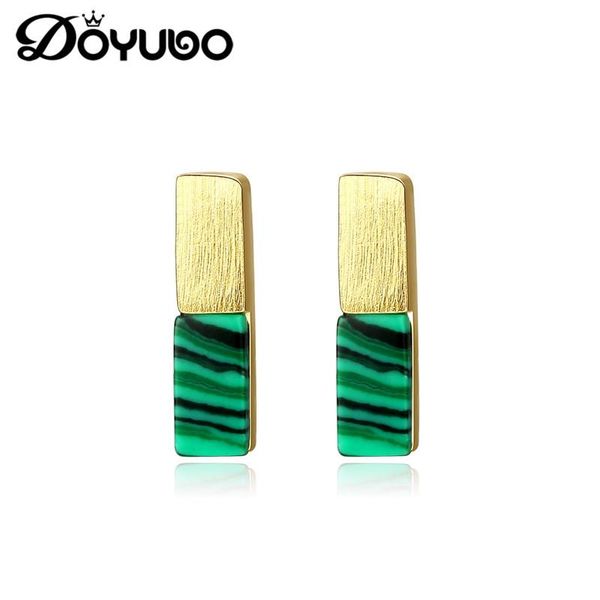 

stud doyubo brand women's silver green malachite earrings jewelry lady 92s sterling mini wedding gift vc258, Golden;silver