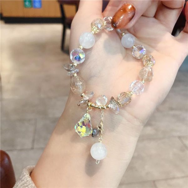 

beaded, strands arrival big water drop pendant irregular natural crystal white moonstones beaded bracelets for women fashion jewelry ybr491, Black
