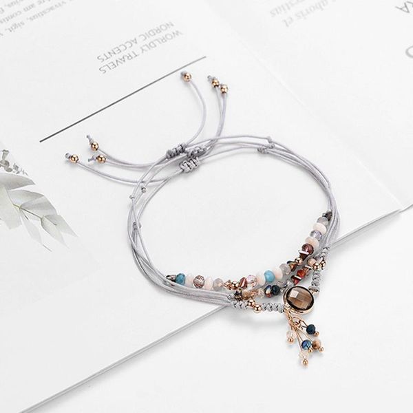 

3 pcs/set vintage fashion shell tassel bracelet bangles jewelry bohemian handmade geometric crystal beads bracelets for women, Golden;silver