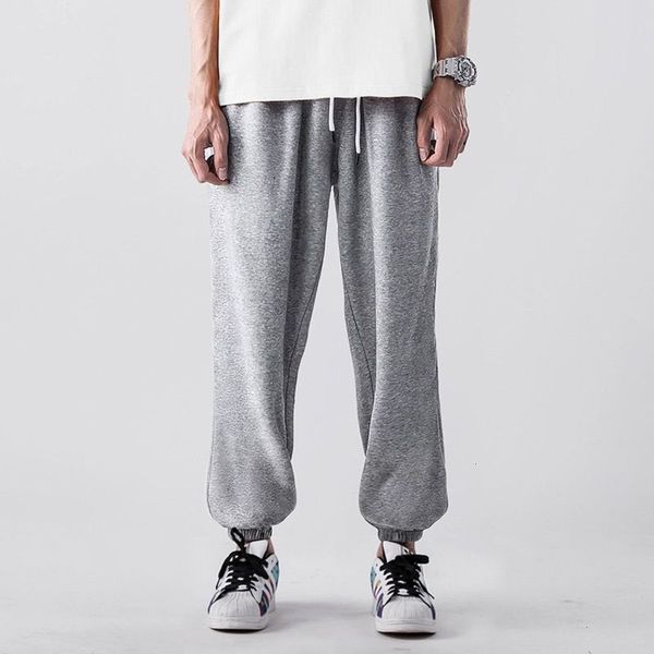 

sports pants men's plush pants korean fashion loose student autumn and winter leggings casual straight men's pantswinter, Black