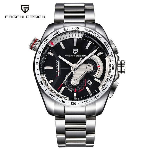 

wristwatches pagani design brand men quartz watches fashion casual chronograph calendar sports luminous hands, Slivery;brown