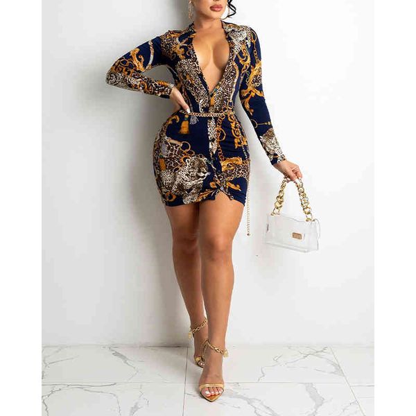 

casual dresses mini female retro-printed cardigan with long-sleeve cleavage spring fall clubwear tight lady bodycon sj8670m wkgu, Black;gray