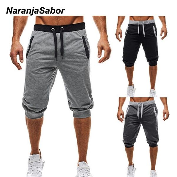 

naranjasabor mens casual shorts 2021 spring summer men beach shorts male sport running knee length pants brand clothing n639, White;black
