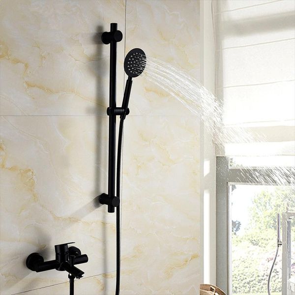 

black 304 stainless steel shower faucet with sliding bar bathroom shower set and cold mixer