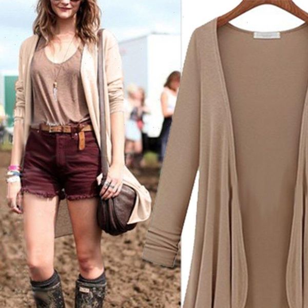 

paris girl women fashion cotton thin blouse long sleeve summer cardigan sweater coat flounce plus size, Black;brown