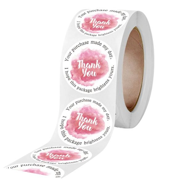 

gift wrap 1 roll/500pcs thank you tag stickers decorative package sealing decals