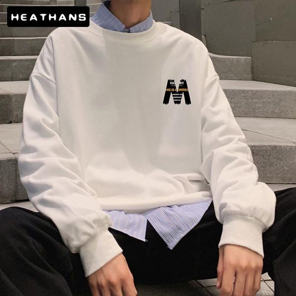 

men's hoodies & sweatshirts spring autumn hoodie male swearshirts handsome letter printing fashion daily long sleeve o neck loose swear, Black
