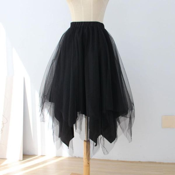 

fall 2021 new irregular underskirt women mesh half slips female high waist underdress skirt nightwear lingerie black, Black;red