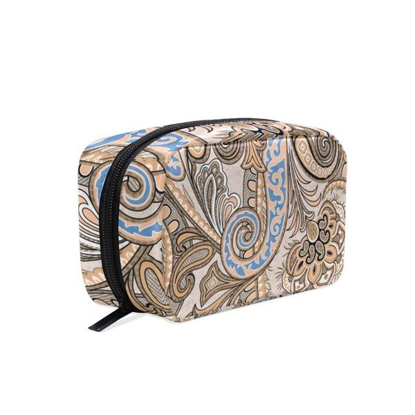 

cosmetic bags & cases fengju makeup bag portable toiletries fashionable square organizer for girls lady woman paisley floral brown