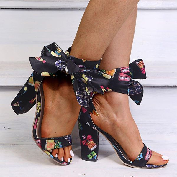 

sandals bowknot women 2021 summer super high heels shoes platform woman lace up open toe casual sandalias mujer, Black