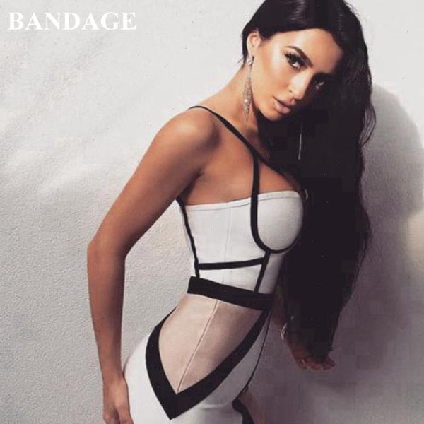 

patchwork bandage dress women spaghetti strap strapless knee length dresses party club bodycons split zippers vestidos, Black;gray