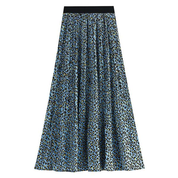 

skirts female 2021 leopard grain pleated skirt girl posed a word in 8252, Black