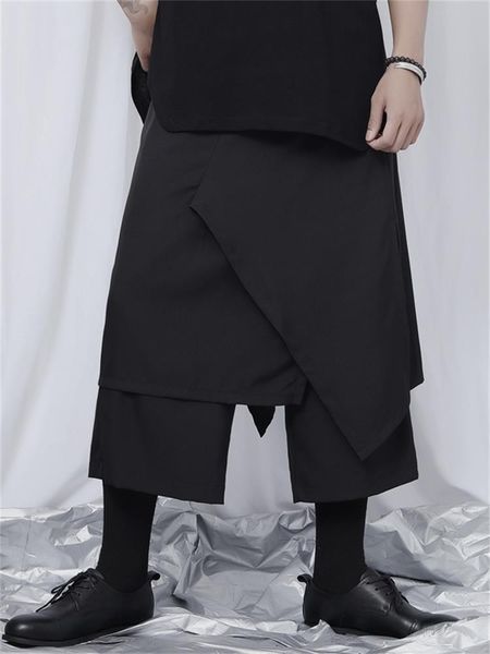 

men's pants wide-leg casual hairstylist style irregular multi-layer splicing design yamamoto wind large size, Black