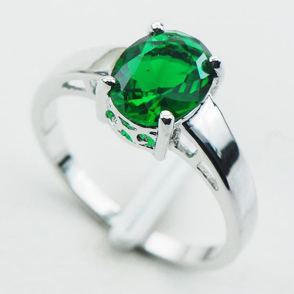 

cluster rings simulated emerald 925 sterling silver ring size 5 6 7 8 9 10 11 12 pr03, Golden;silver