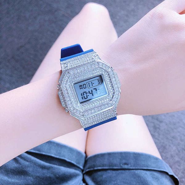 

square watch, student small electronic luminous night, vibrato man trend full of tiktok watches, Slivery;brown