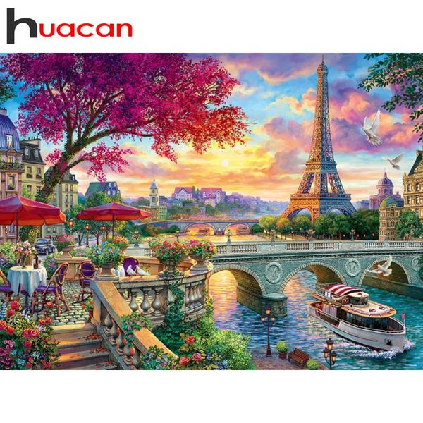 

diamond painting huacan 5d diy sunset bridge full square/round embroidery mosaic landscape handmade gift