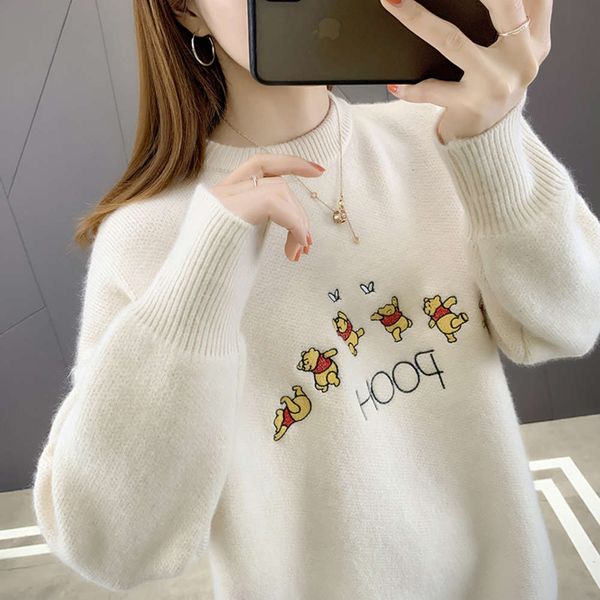 

half turtleneck sweater for women's loose and lazy dress, White;black