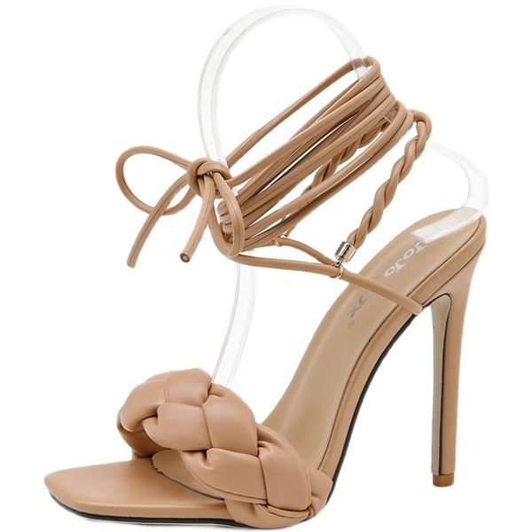 

sandals 2021 summer fashion design weave women transparent high heels ladies open toe shoes, Black