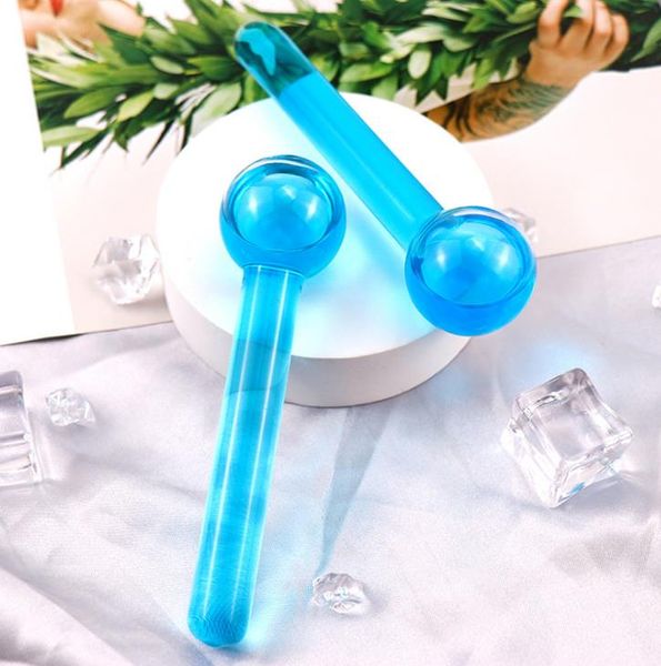 2 adet Set Yüz Buz Küre Soğuk Sıcak Terapi için Cilt Bakımı Kuvars Cam ICES Rulo Güzellik Topu Boyun Yüz Masajı Kızarıklığı Düşürür