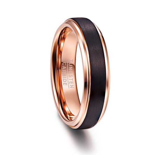 

wedding rings 6mm black color rose gold inside men 100% tungsten carbide bands multi-size ring jewelry for male, Slivery;golden