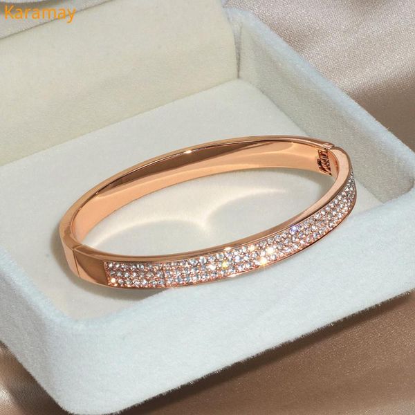 

elegant classic crystal cuff bangles bracelets for women gold color simple femal opening bangles wedding jewelry accessories, Black