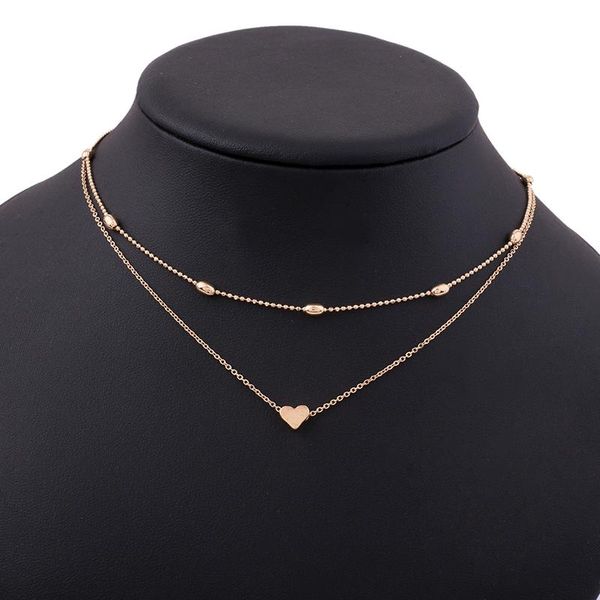 

chokers love heart choker necklace women sweet for lover statement jewelry fashion multi layer beads gold/ metal, Golden;silver