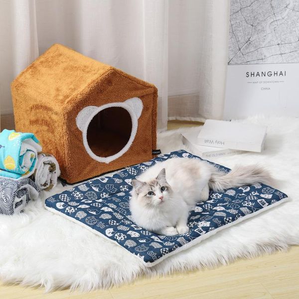 

cat beds & furniture 2021 kennel four seasons bed dog mat thick pet warm rug pets for small and