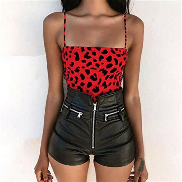 

women's jumpsuits & rompers 2021 sleeveless sling jumpsuit leopard bodysuit clubwear print, Black;white