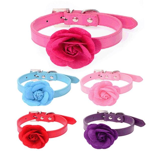 

cat collars & leads 2021 cats dog leather super sweet rose studded puppy pet collar buckle neck strap show