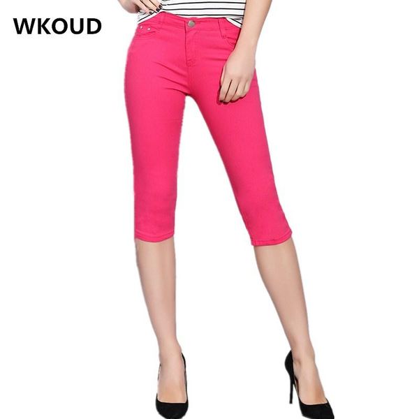 

women's pants & capris candy colors summer jeans for women calf-length skinny pencil stretch slim denim trousers short p9081, Black;white